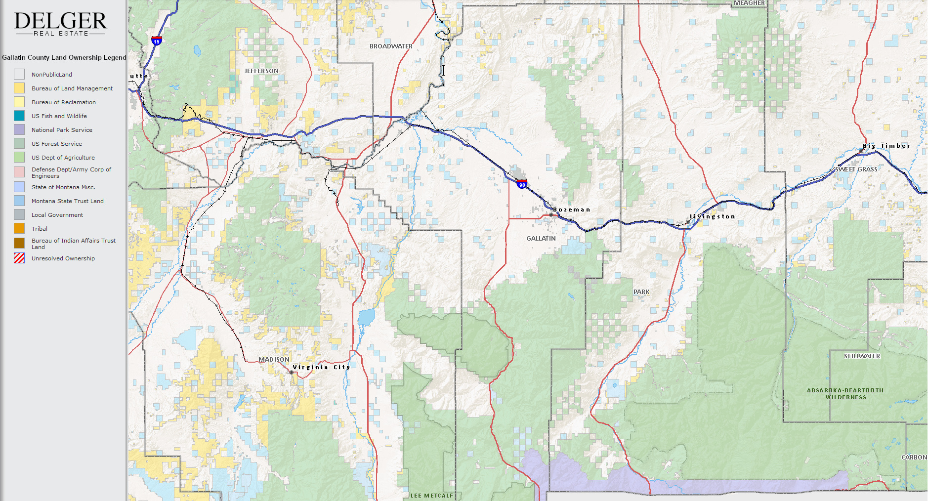 Gallatin County - Montana - Public Land Map