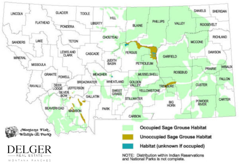 Montana Sage Grouse Hunting Property Map