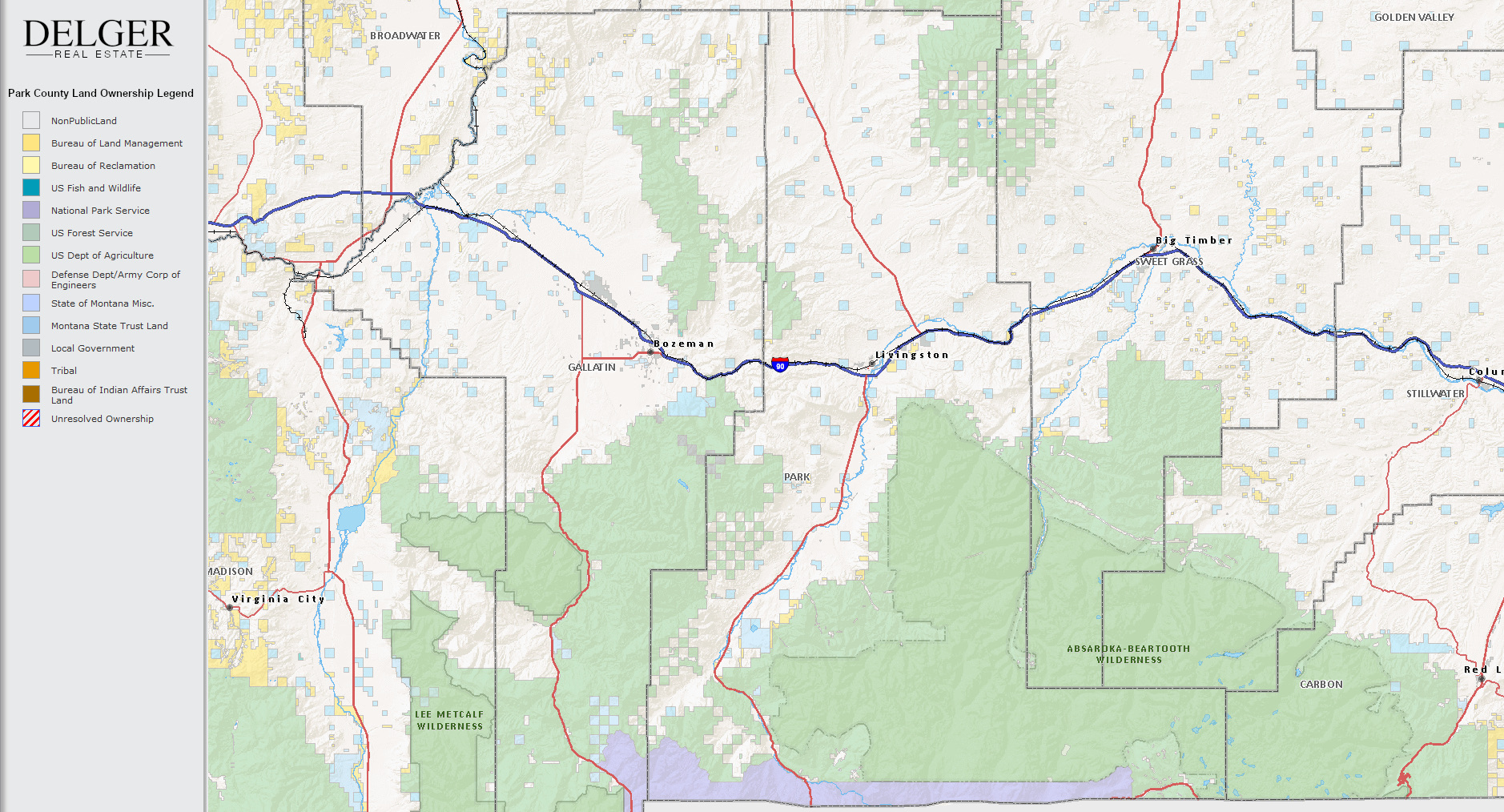 Park County - Montana - Public Land Map